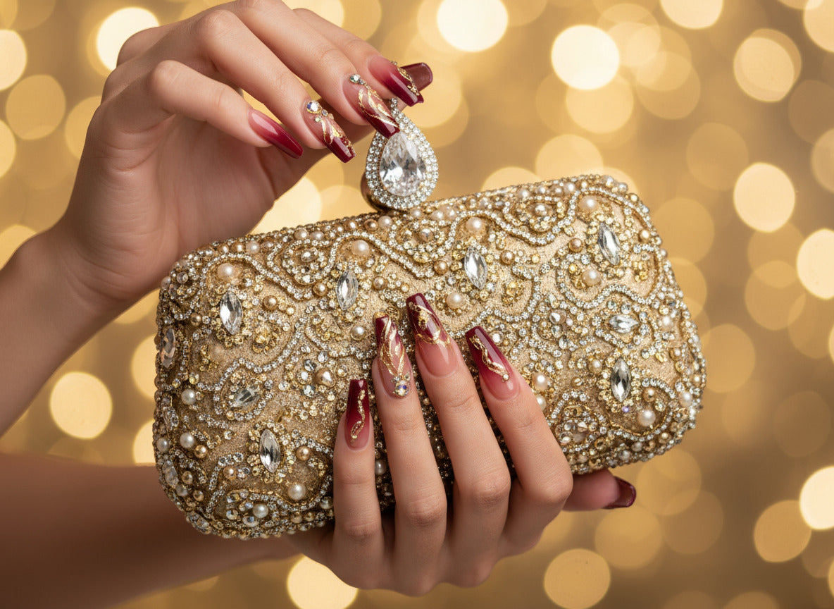 Bling Pink Ombré Nails